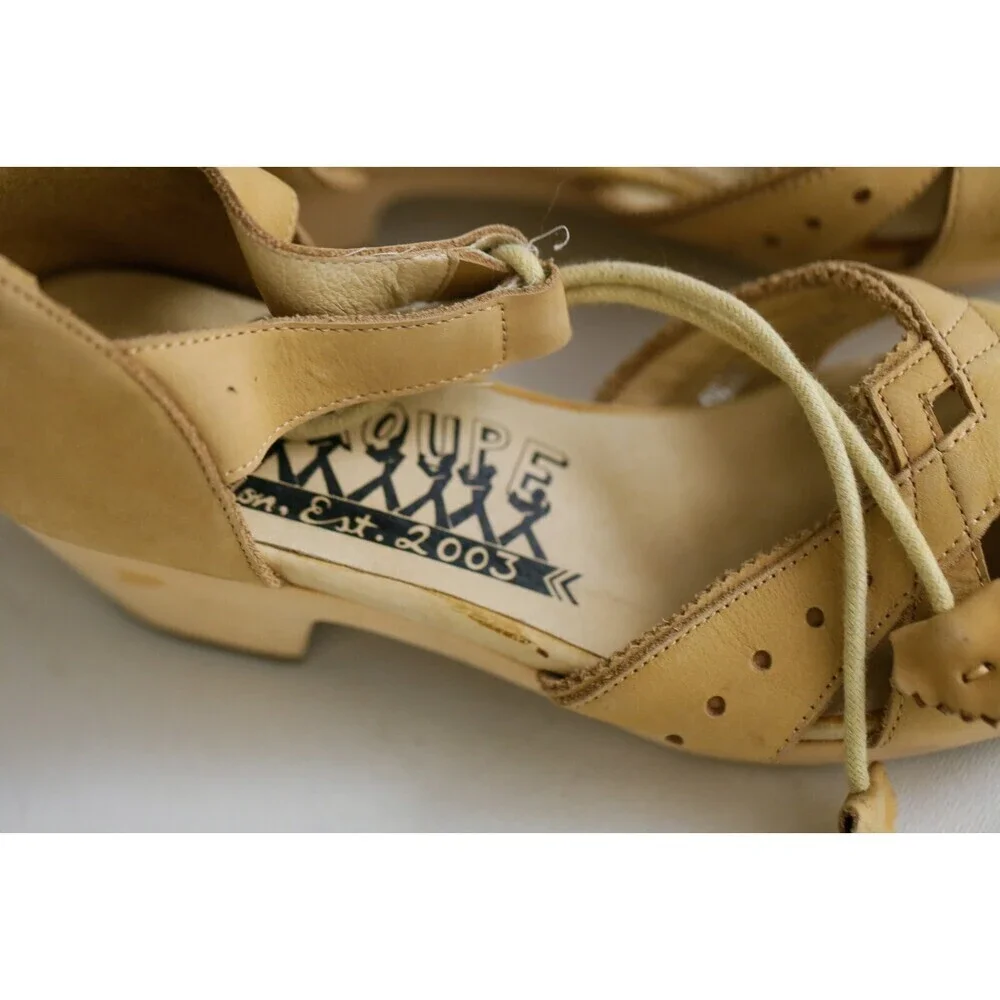 F- Troupe London Bran NEW Light Beige Nubuck Suede Lace up Clog Sandals 6.5